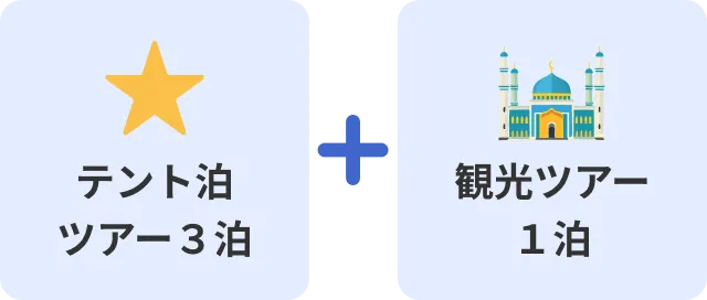 星空テント泊ツアー３泊＋観光ツアー１泊